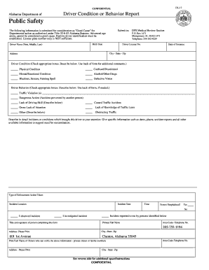Alabama Driver Condition Report