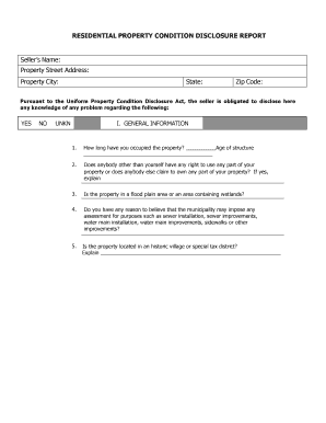 Residential Property Condition Disclosure Report