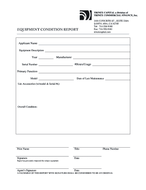 Equipment Condition Report