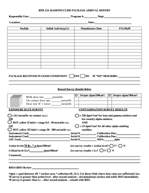 Radionuclide Package Arrival Report