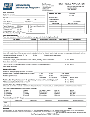 EHP Host Family Application