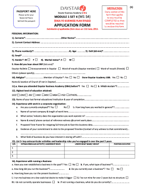 Fillable Online daystarng DBA MODULE ONE - online application form Fax ...