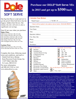 Dole Soft Serve Rebate Form