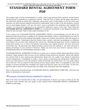 Fillable Online picthusiast STANDARD RENTAL AGREEMENT FORM PDF STANDARD RENTAL AGREEMENT FORM ...