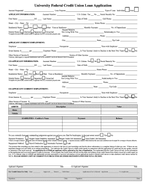 University Federal Credit Union Loan Application