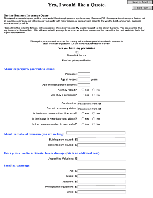 Business Insurance Quote Form