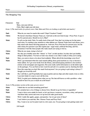 5th Grade Reading Comprehension Worksheet