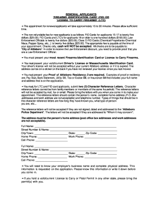 Massachusetts Firearms Identification Card Application