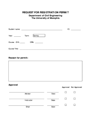 Request for Registration Permit