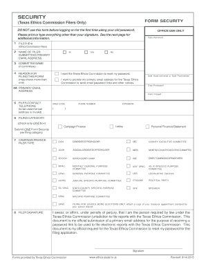 Texas Ethics Commission Security Form
