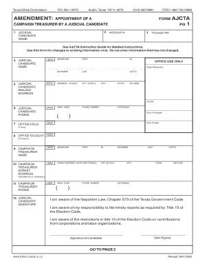 Texas Judicial Candidate Appointment of Campaign Treasurer Form
