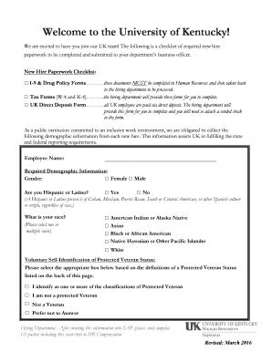 University of Kentucky New Hire Paperwork Checklist