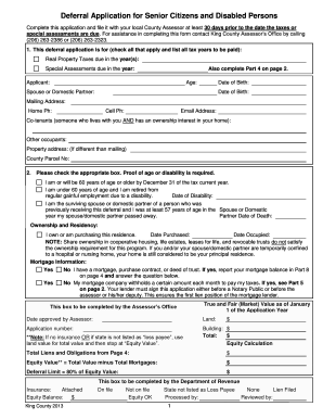 Senior Citizen and Disabled Person Property Tax Deferral Application