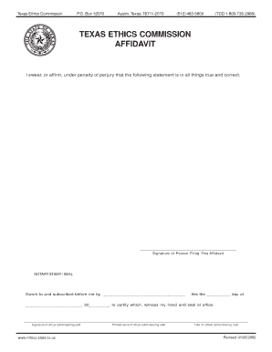 Texas Ethics Commission Affidavit