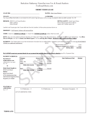 Short Term Lease Agreement