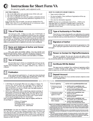 Short Form VA for Copyright Registration