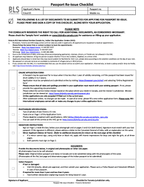 Indian Passport Re-issue Checklist