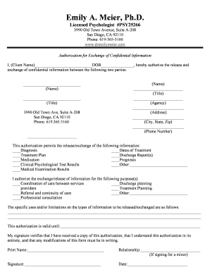 Authorization for Exchange of Confidential Information