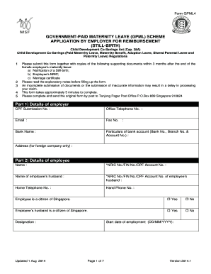 Government-Paid Maternity Leave Reimbursement Form