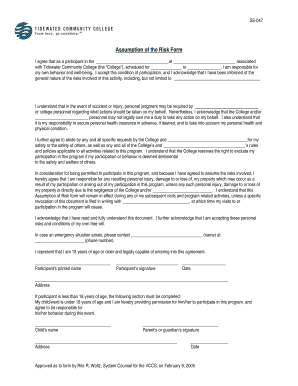 Assumption of Risk Form