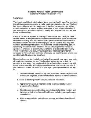 California Advance Health Care Directive