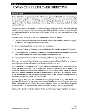 California Advance Health Care Directive Form 3-1