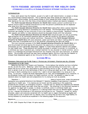 Faith-Focused Advance Directive for Health Care