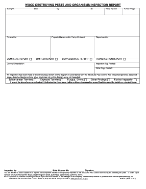 Wood Destroying Pests Inspection Report
