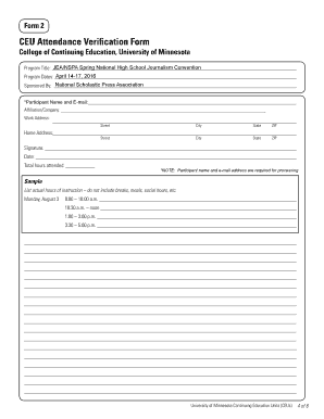 CEU Attendance Verification Form