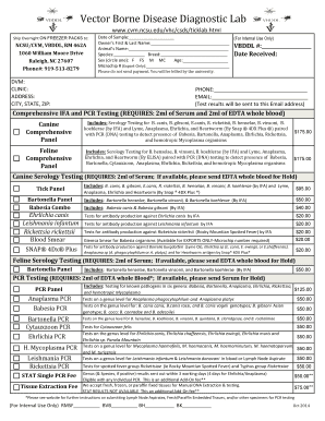 Vector Borne Disease Diagnostic Lab Form