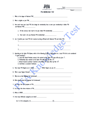 PTA Knowledge Test
