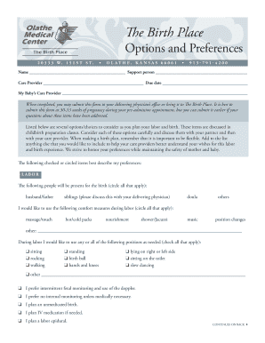 Birth Plan Form