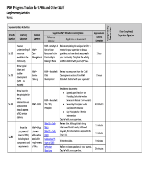 IPDP Progress Tracker for LPHA Staff