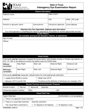 Texas Interagency Eye Examination Report