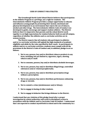 Greenburgh North Castle School District Athletic Code of Conduct