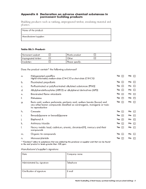 Declaration on Adverse Chemical Substances in Building Products