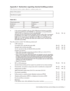 Declaration Regarding Chemical Building Products