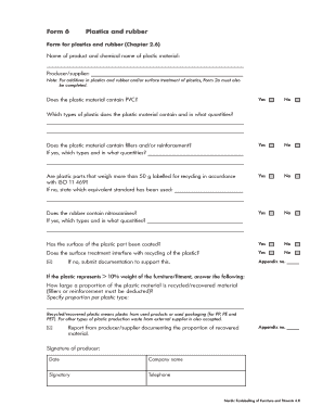 Plastics and Rubber Material Declaration Form