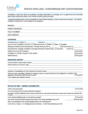 Rented Dwelling Condominium Unit Questionnaire