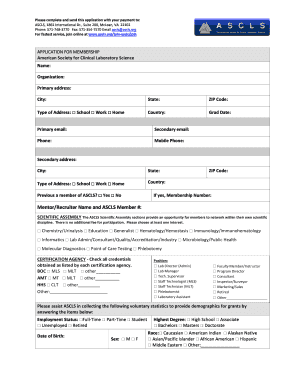 ASCLS Membership Application Form