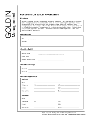 Condominium Sublet Application Form
