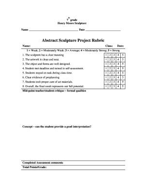Henry Moore Sculpture Abstract Project Rubric