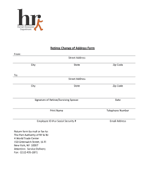 Uk spouse visa employment letter template - Retiree Change of Address Form From: Street Address City State Zip Code To: Street Address City State Zip Code Signature of Retiree/Surviving Spouse Date Print Name Telephone Number Employee ID # or Social Security # Email Address Return