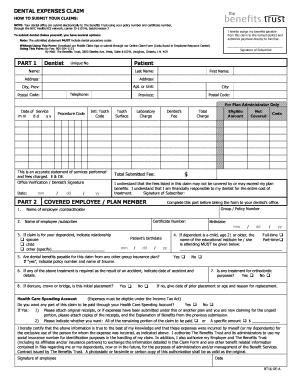 Dental Expenses Claim Form