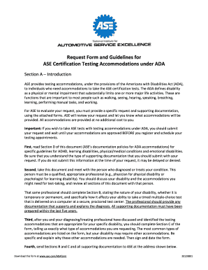 ASE Certification Testing Accommodations Request Form