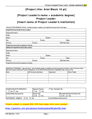 NIH Grant Application Form 398
