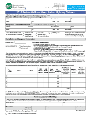 2016 Residential Indoor Lighting Rebate Form