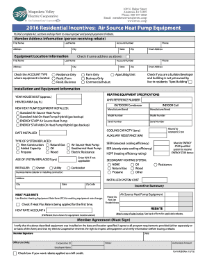 2016 Air Source Heat Pump Rebate Form