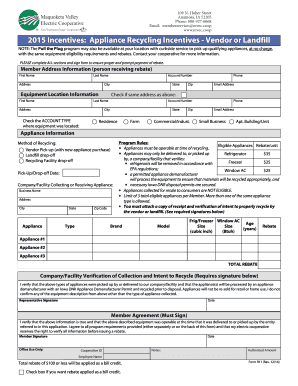 Appliance Recycling Incentives Form