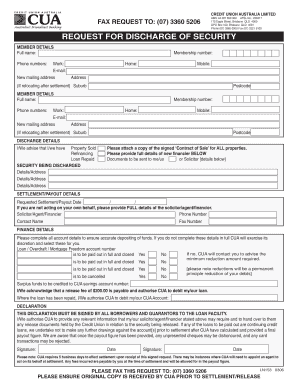 Request for Discharge of Security